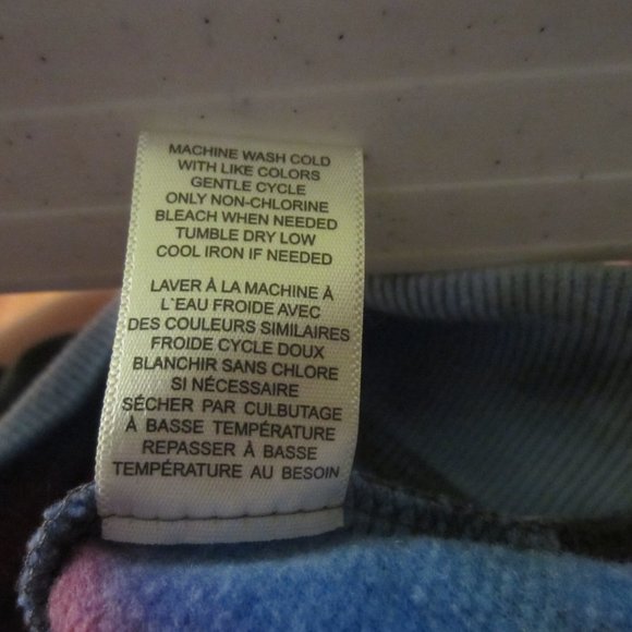 LOVE, FIRE Girl's Sweatshirt Hoodie Size M Tie Dye Fleece Blue Pink Torn Look - Picture 9 of 9